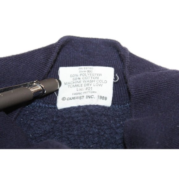 VTG GUESS JEANS USA Georges Marciano Blue Sweatshirt Spellout Dated 1989 OS - Picture 5 of 6